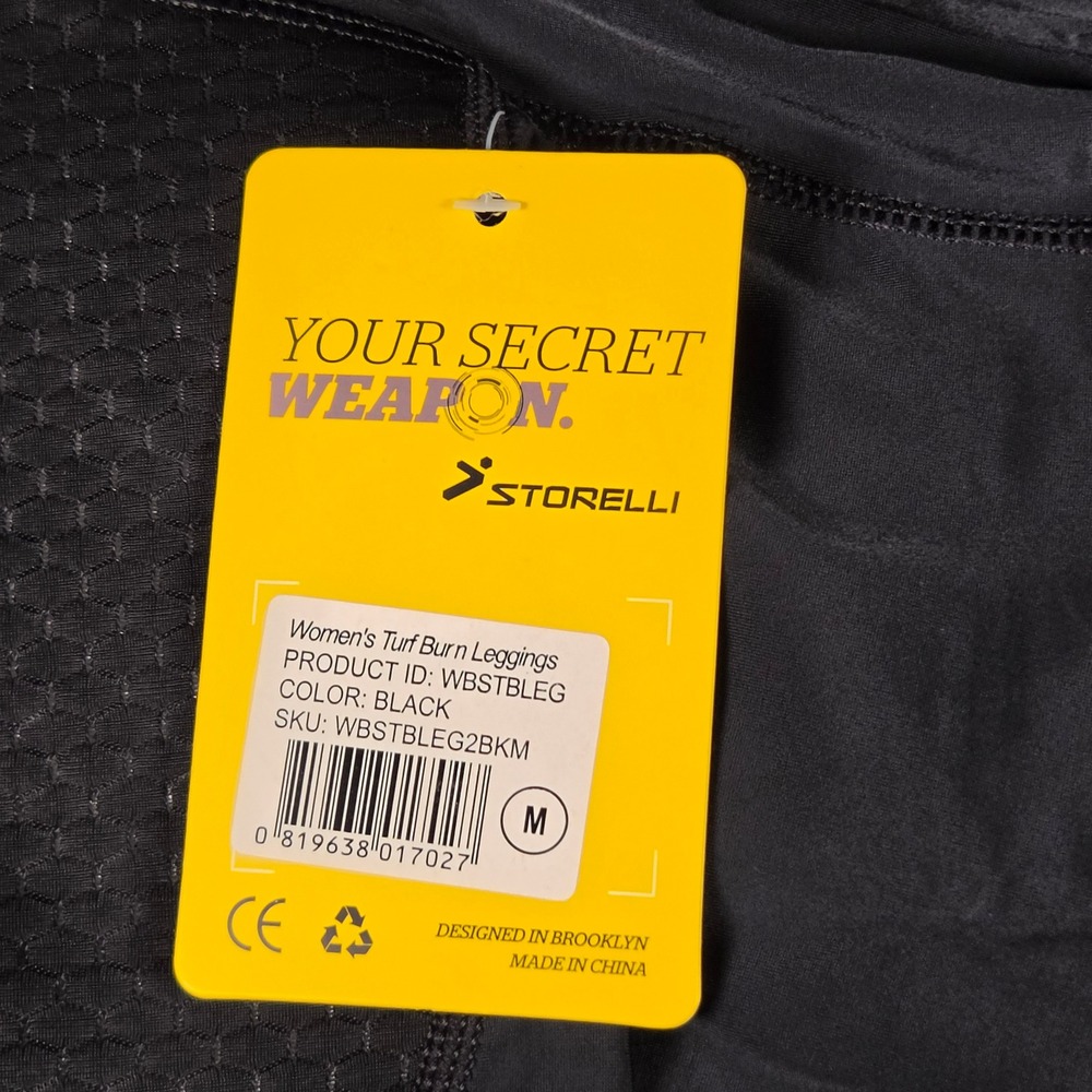 Storelli Turf Burn Leggings Womens Medium Black Soccer Compression Tights NEW - Picture 2 of 16
